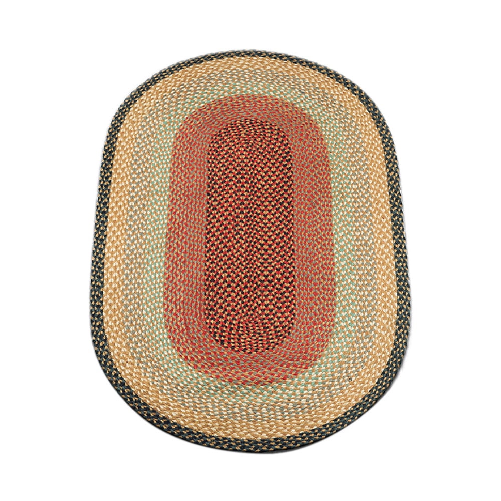Home Indoor Decorative Jute C-057 Burgundy, Gray, Creme Braided Rug ...