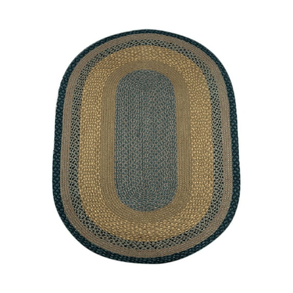 Home Indoor Decorative Jute C-099 Brown, Black, Charcoal Braided Rug, Oval 3' x 5'