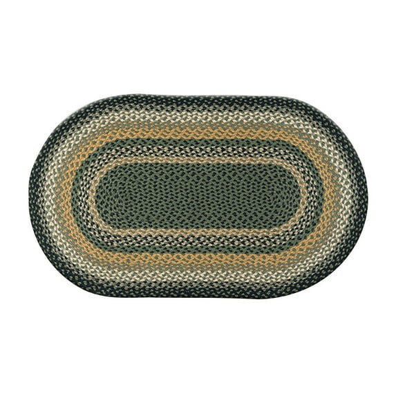 Home Indoor Decorative Jute C-116 Black, Mustard, Creme Braided Rug, Oval 27" x 45"
