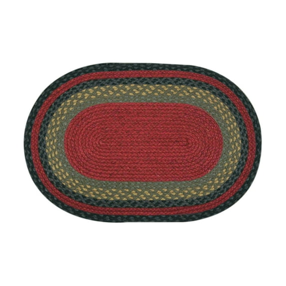 Home Indoor Decorative Jute C-238 Burgundy, Olive, Charcoal Braided Rug, Oval 27" x 45"