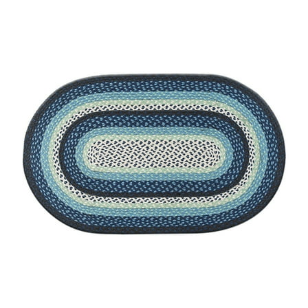 Home Indoor Decorative Jute C-312 Blueberry, Creme Braided Rug, Oval 27" x 45"