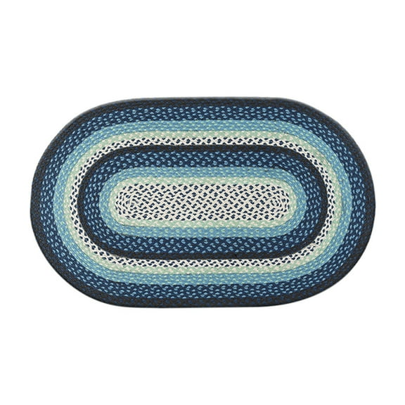 Home Indoor Decorative Jute C-312 Blueberry, Creme Braided Rug, Oval 27" x 45"