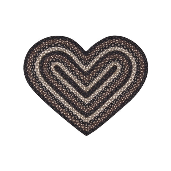 Home Indoor Decorative Jute C-313 Mocha, Frappuccino Braided Rug, Heart 20" x 30"