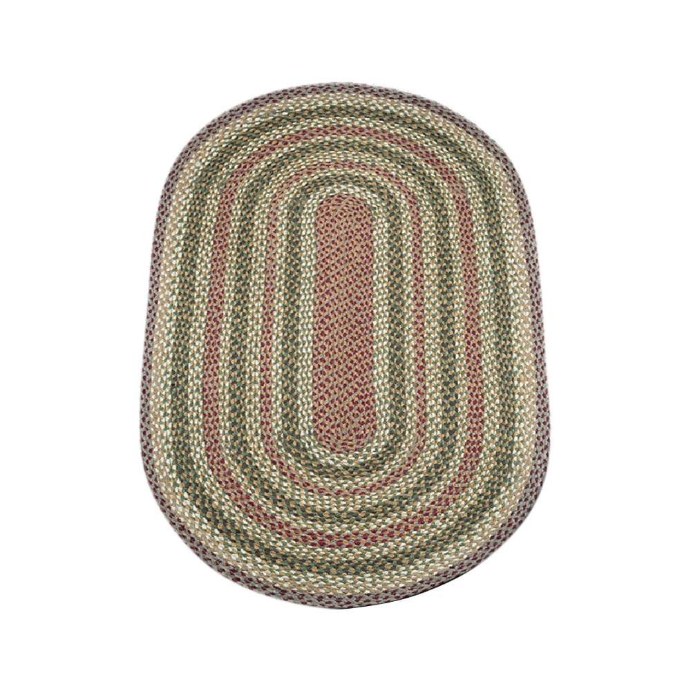Home Indoor Decorative Jute C324 Olive, Burgundy, Gray Braided Rug