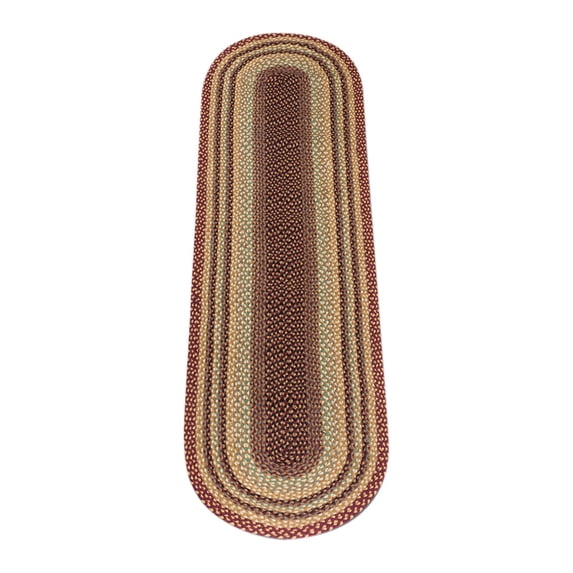 Home Indoor Decorative Jute C-357 Burgundy, Gray, Creme Braided Rug, Oval 2' x 8'