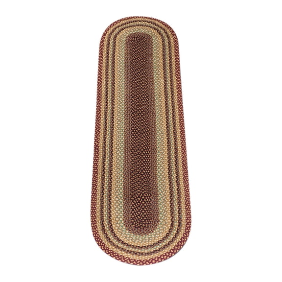 Home Indoor Decorative Jute C-357 Burgundy, Gray, Creme Braided Rug, Oval 2' x 8'