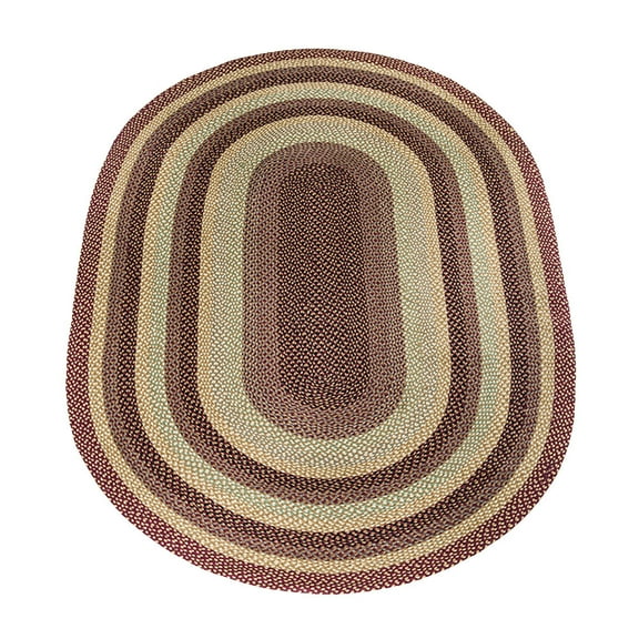 Home Indoor Decorative Jute C-357 Burgundy, Gray, Creme Braided Rug, Oval 6' x 9'