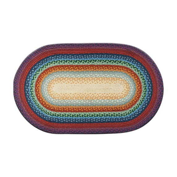 Home Indoor Decorative Jute C-400 Rainbow 1 Braided Rug, Oval 27" x 45"