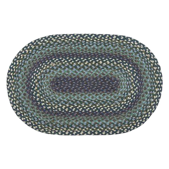 Home Indoor Decorative Jute C-503 Blueberries & Cream Oval Braided Rug 27"x45"