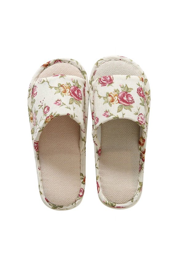 Home Indoor Linen Plaid Slippers For Men and Women Anti-Slip Sandals Shoes