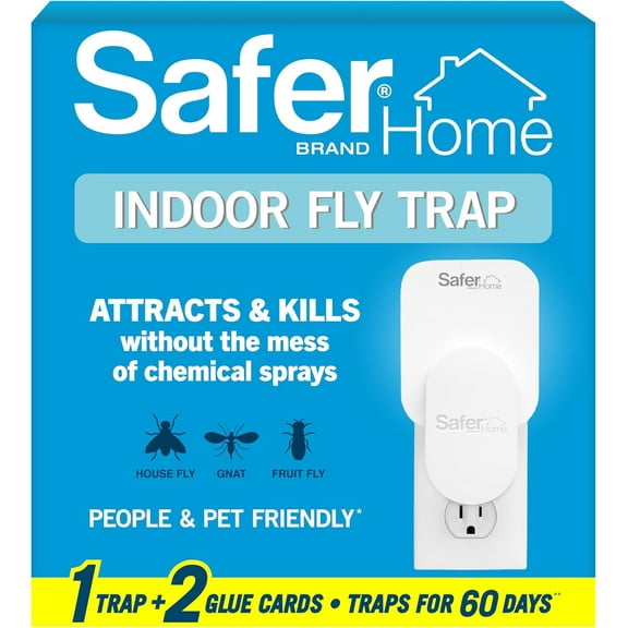 Home Indoor Plug-In Fly Trap - SH502 - Effective Fruit Fly Traps for Indoors, Gnat Traps for House Indoor, 400 Sq Ft Protection - Style: 1 Device + 2 Glue Cards