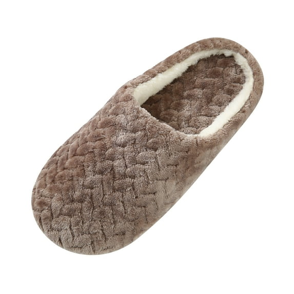Home Indoor Shoes Cotton Slippers Non-slip Cotton Slippers Jacquard Soft Bottom Winter Warm Home Floor Bedroom Shoes Brown M