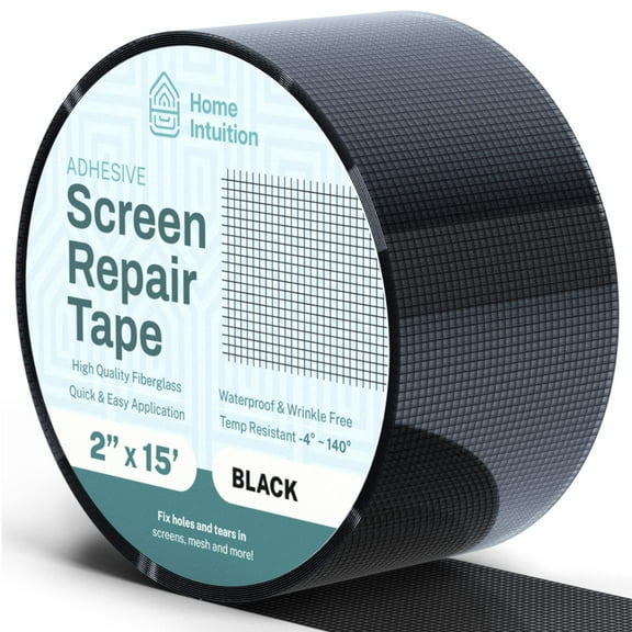 Home Intuition 2 Inch Fiberglass Window Screen Repair Tape Patch for Ripped Screen Doors and Windows, Black