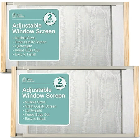 Home Intuition 2-Pack Adjustable Horizontal Window Screen 25-45 inches Wide, 10 Inch High