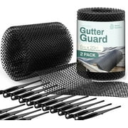 Home Intuition 2-Pack Leader and Gutter Guard from Leaves, Twigs, Branches Plastic Mesh Guards Leaf Protector 6" inch Wide 40' Feet Long