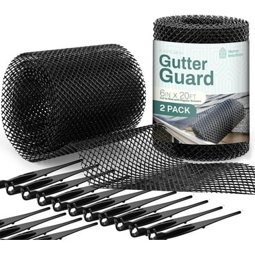 Home Intuition 2-Pack Leader and Gutter Guard from Leaves, Twigs, Branches Plastic Mesh Guards Leaf Protector 6" inch Wide 40' Feet Long