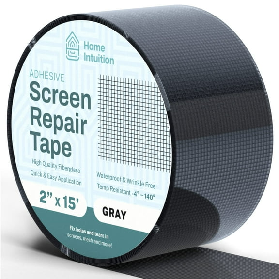 Home Intuition 2 inch Fiberglass Window Screen Repair Tape Patch for Ripped Screen Doors and Windows, Gray
