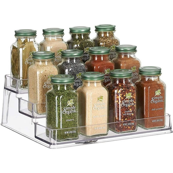 Home Intuition 3-Tier Spice Rack Step Shelf Cabinet Organizer, Clear (2)