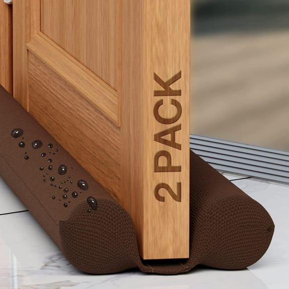 2 Pack Under Door Draft Stopper for Bottom of Doors 24” - 36” Weather Stripping Gap Stoppers Door Draft Guard Seal Sweep Adjustable, Brown