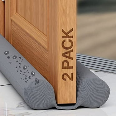 2 Pack Under Door Draft Stopper for Bottom of Doors 24” - 36” Weather Stripping Gap Stoppers Door Draft Guard Seal Sweep Adjustable, Grey