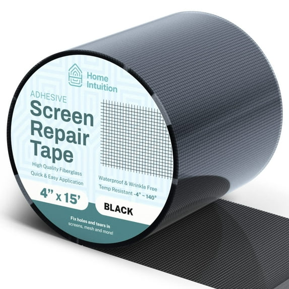 Home Intuition 4 Inch Fiberglass Window Screen Repair Tape Patch for Ripped Screen Doors and Windows, Black