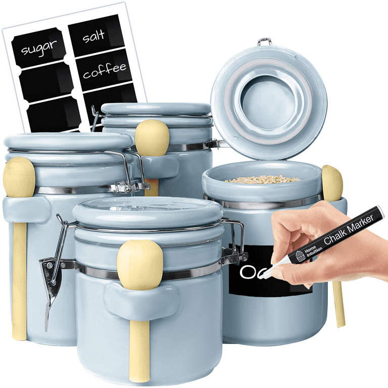 Home Intuition 4-Piece Ceramic Kitchen Canisters Set, Airtight