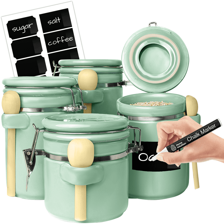 Home Intuition 4-Piece Ceramic Kitchen Canisters Set, Airtight