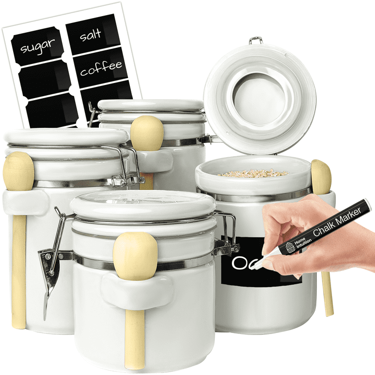 Home Intuition, Kitchen Canisters Set, 4-Piece, White - Walmart.com