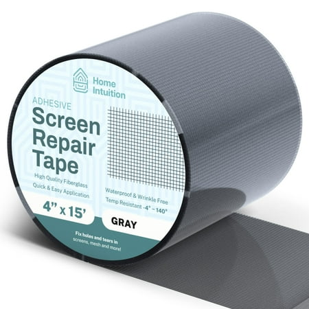 Home Intuition 4 inch Fiberglass Window Screen Repair Tape Patch for Ripped Screen Doors and Windows, Gray