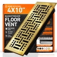 thumbnail image 1 of 4x10 Floor Vent Covers Floor Register with Mesh Cover Trap, Heat and Air, Walkable Metal Floor Register for HVAC Duct, Basketweave, Polished Brass, 1 of 6