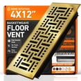 thumbnail image 1 of 4x12 Floor Vent Covers Floor Register with Mesh Cover Trap, Heat and Air, Walkable Metal Floor Register for HVAC Duct, Basketweave, Polished Brass, 1 of 6