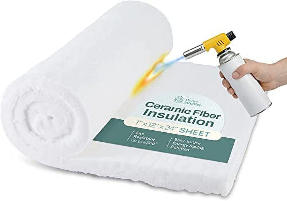 Home Intuition Ceramic Fiber Insulation Blanket Sheet 12"x24", Fire