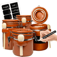 thumbnail image 1 of Home Intuition Ceramic Kitchen Canisters Set of 4 with Wooden Spoon Set – Airtight Containers, Metal Latches for Utmost Freshness – Sugar, Coffee, Flour, Tea & More | Rust, 1 of 6