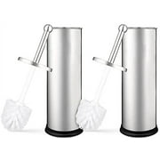 Home Intuition Chrome Toilet Brush and Holder, 2 Pack
