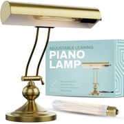 Home Intuition Classic Antique Retro Adjustable Leaning Piano Lamp Banker Desk Light with LED Bulb Included (Brushed Brass)