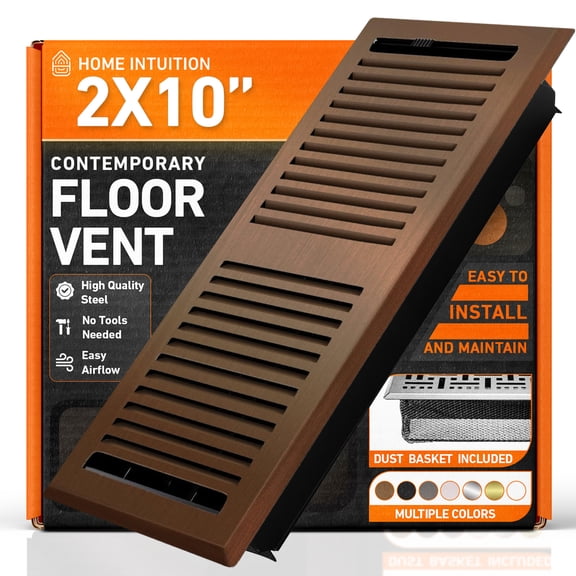 2X10 Floor Vent Covers Floor Register with Mesh Cover Trap, Heat and Air, Walkable Metal Floor Register for HVAC Duct, Contemporary, Oiled Bronze