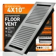 thumbnail image 1 of 4x10 Decorative Floor Register Vent with Mesh Cover Trap, Contemporary, Light Grey, 1 of 7