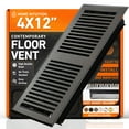 thumbnail image 1 of 4X12 Floor Vent Covers Floor Register with Mesh Cover Trap, Heat and Air, Walkable Metal Floor Register for HVAC Duct, Contemporary, Dark Grey, 1 of 7