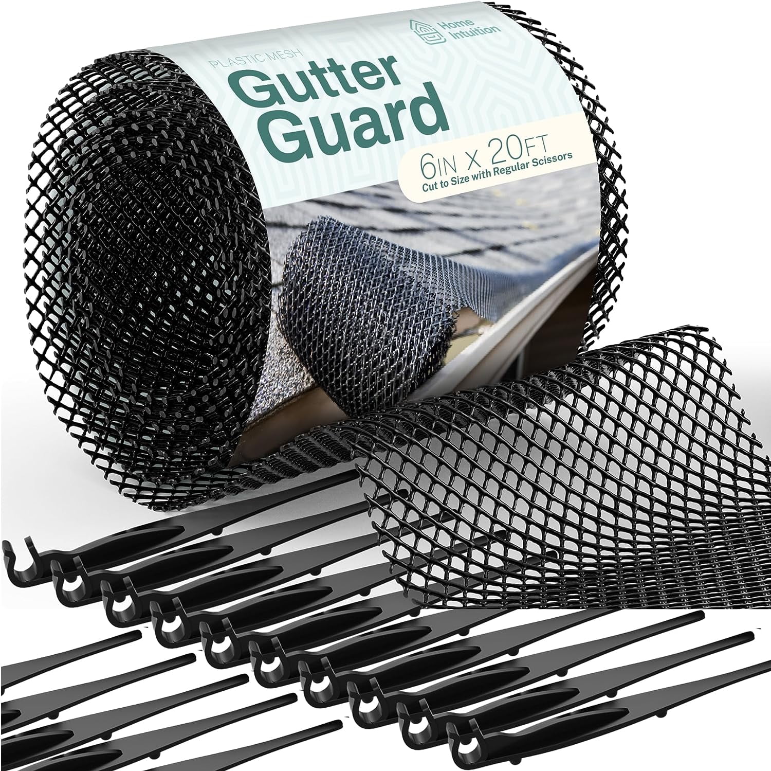 Home Intuition Gutter Guard Plastic Mesh Guards 6" Wide 20' Long