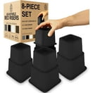 Mainstays Home Management Tall Bed Risers, Black, 4-Pack, Assembled Size 6.75 in x 6.75 in x 8 in