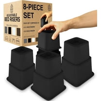 Home Intuition Bed Risers Heavy Duty Adjustable Bed Furniture Riser 3, 5 or 8.7-Inch, 4 Pack, 8-Piece Set, Black