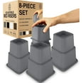 thumbnail image 1 of Home Intuition Bed Risers Heavy Duty Adjustable Furniture Riser 3, 5 or 8-Inch, 4 Pack, 8-Piece Set (Grey), 1 of 7