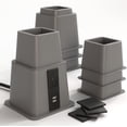 thumbnail image 1 of Home Intuition Bed Risers Heavy Duty Adjustable Furniture Riser 3, 5 or 8-Inch, 4 Pack (Grey W/ USB), 1 of 7
