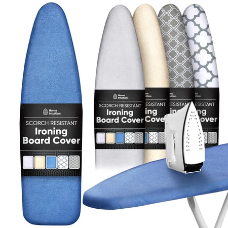 Home Intuition Iron Scorch Resistant Ironing Board Cover and Pad, 15x54, Standard Size Coated Thick Padding, Blue