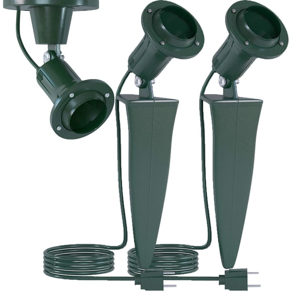 1Pack Outdoor Waterproof Flood Light Holder With Stake & Wall Mount, ETL Listed 120V 8FT Cord, E26 Base For PAR38 Bulbs, Adjustable Landscape Spot Light For Yard, Garden, Or Holiday Decor