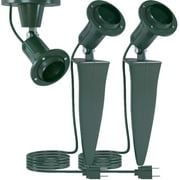 Home Intuition Outdoor Flood Stake Light Plug In Stakelight Fixture with Wall Mount 6-Feet Cord, 18/2-Gauge, 2-PACK