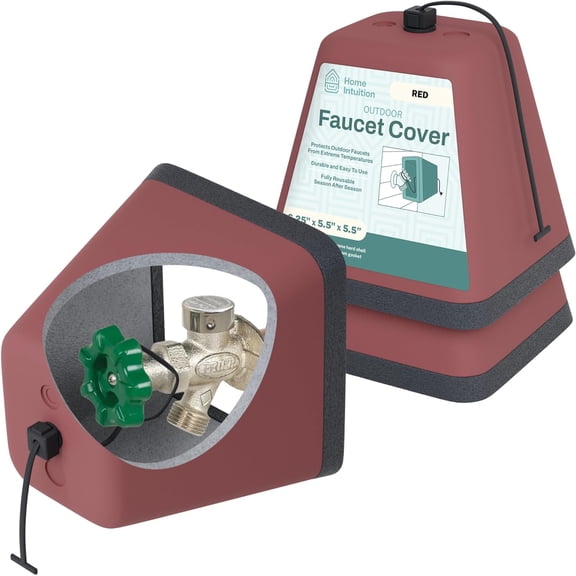 Home Intuition Plastic Faucet Cover, Red, 2-Pack