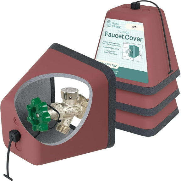 Home Intuition Plastic Faucet Cover, Red, 3-Pack