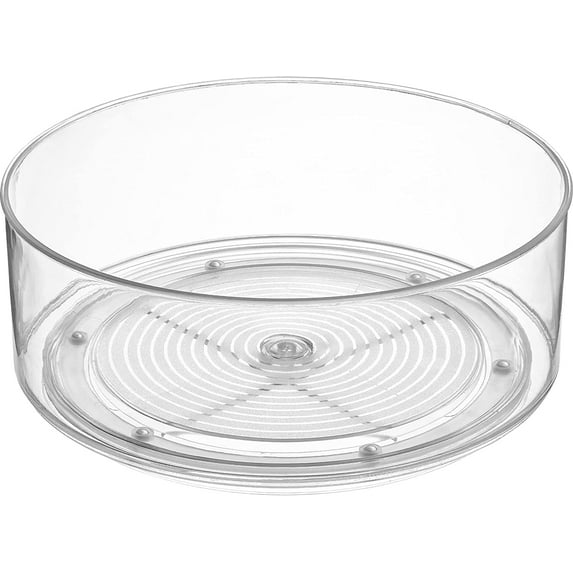 Home Intuition Round Plastic Lazy Susan Turntable Food Storage Container for Kitchen (9" Round, 1 Pack)
