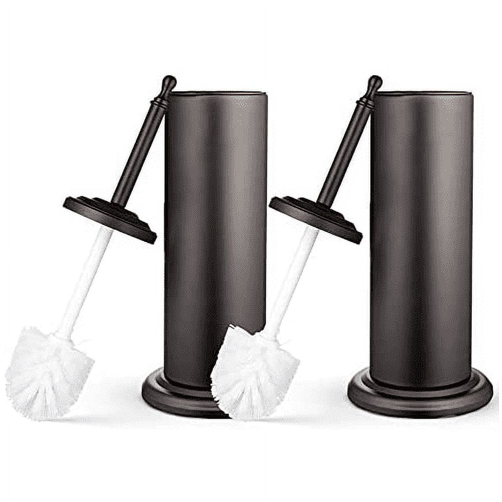 Home Intuition Toilet Brush & Holder Set, Bathroom Bowl Scrubber with Holder (2 Pack, Bronze)